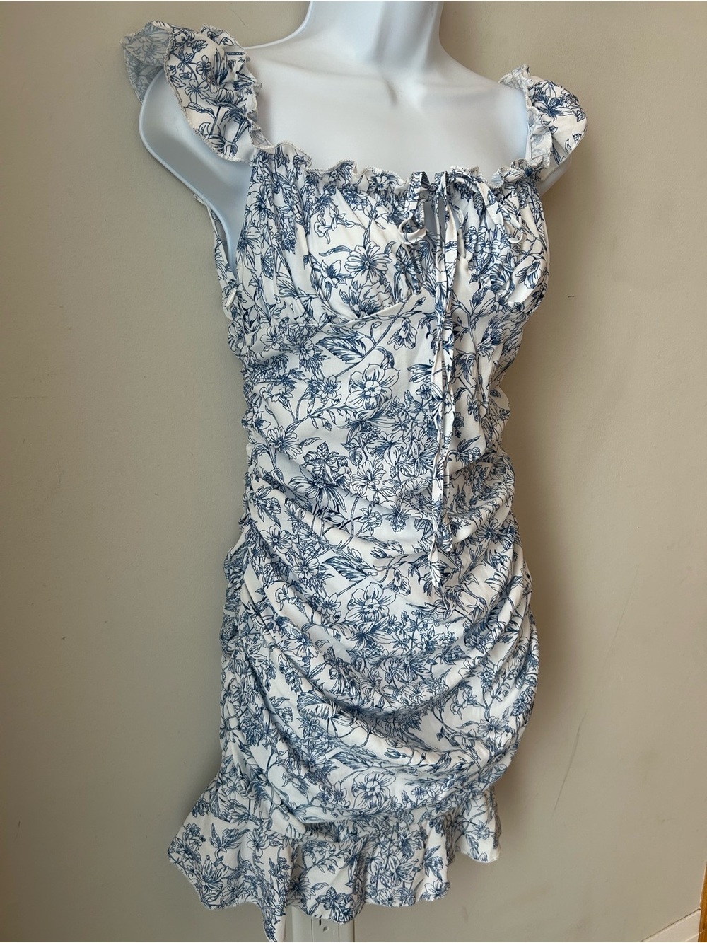 Blue Floral Ruffled Sundress - Cottagecore Prairiecore Milkmaid Size 4